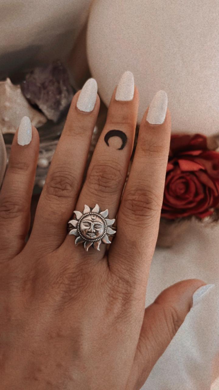 Surya Dev / Sun / Sooraj Tribal Adjustable 925 Sterling Silver Unisex Ring