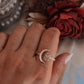 Clear Quartz Raw Uncut Crescent Moon Adjustable 925 Sterling Silver Ring
