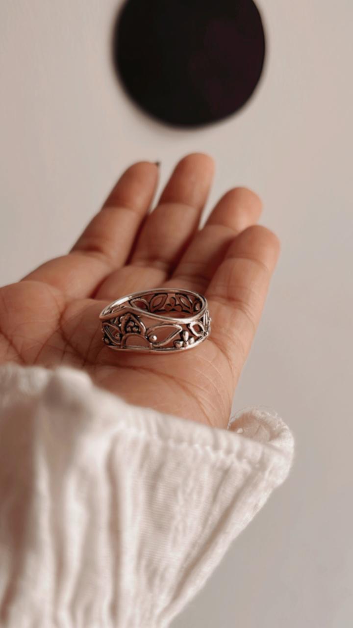 Floral Garden Band 925 Sterling Silver Ring