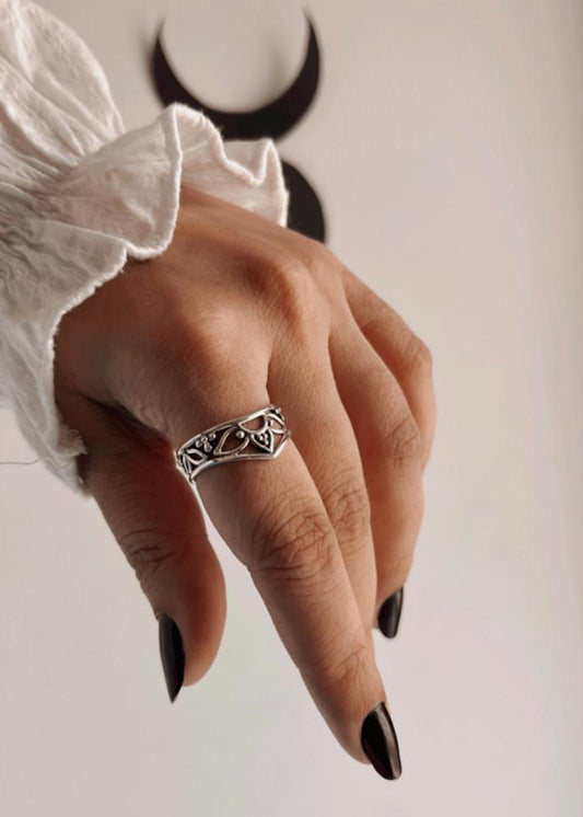 Boho Floral Design 925 Sterling Silver Ring