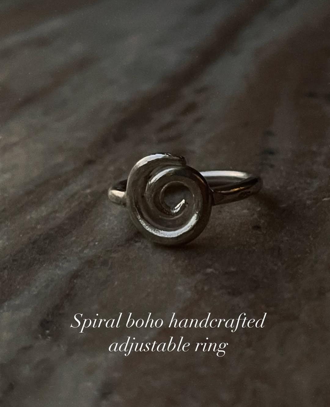 Bohemian Imported Handcrafted Spiral Adjustable 925 Sterling Silver Ring