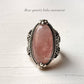 Rose Quartz Boho Oval Statement 925 Sterling Silver Ring