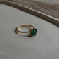 Gold Vermeil Green Onyx Round Solitaire 925 Sterling Silver Ring