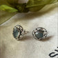 Aqua Chalcedony Oval Flower Studs 925 Sterling Silver Earrings
