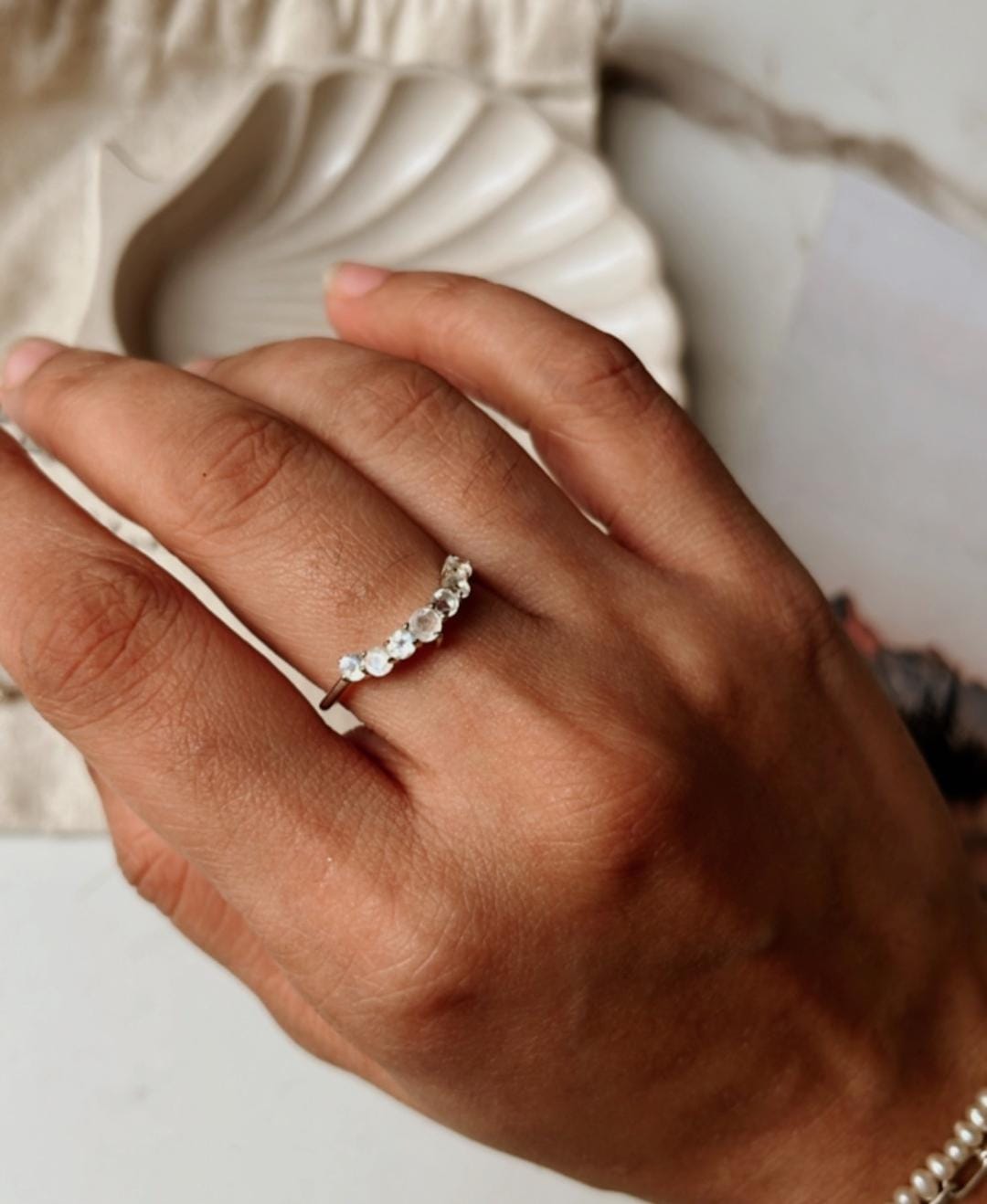 Moonstone Crown Stone 925 Sterling Silver Ring