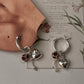 Heart, Red CZ, Pearl Removal Charms 925 Sterling Silver Italian Hoops