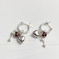 Heart, Red CZ, Pearl Removal Charms 925 Sterling Silver Italian Hoops