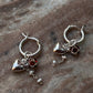 Heart, Red CZ, Pearl Removal Charms 925 Sterling Silver Italian Hoops