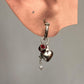 Heart, Red CZ, Pearl Removal Charms 925 Sterling Silver Italian Hoops