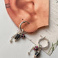 Black, Burgundy Pearl Removal Charms 925 Sterling Silver Italian Hoops