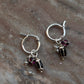 Black, Burgundy Pearl Removal Charms 925 Sterling Silver Italian Hoops