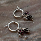 Black, Burgundy Pearl Removal Charms 925 Sterling Silver Italian Hoops