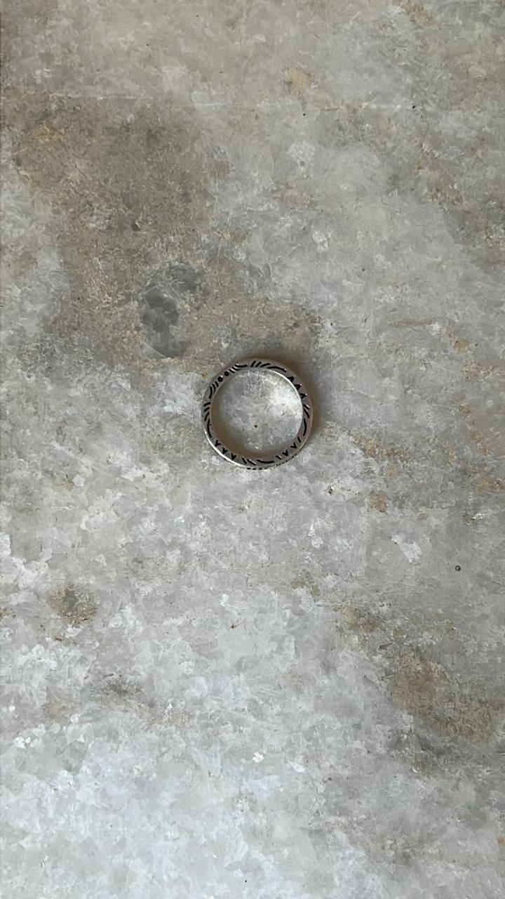 Tribal Engraved Side Full Band 925 Sterling Silver Ring - Tarakaya Silver
