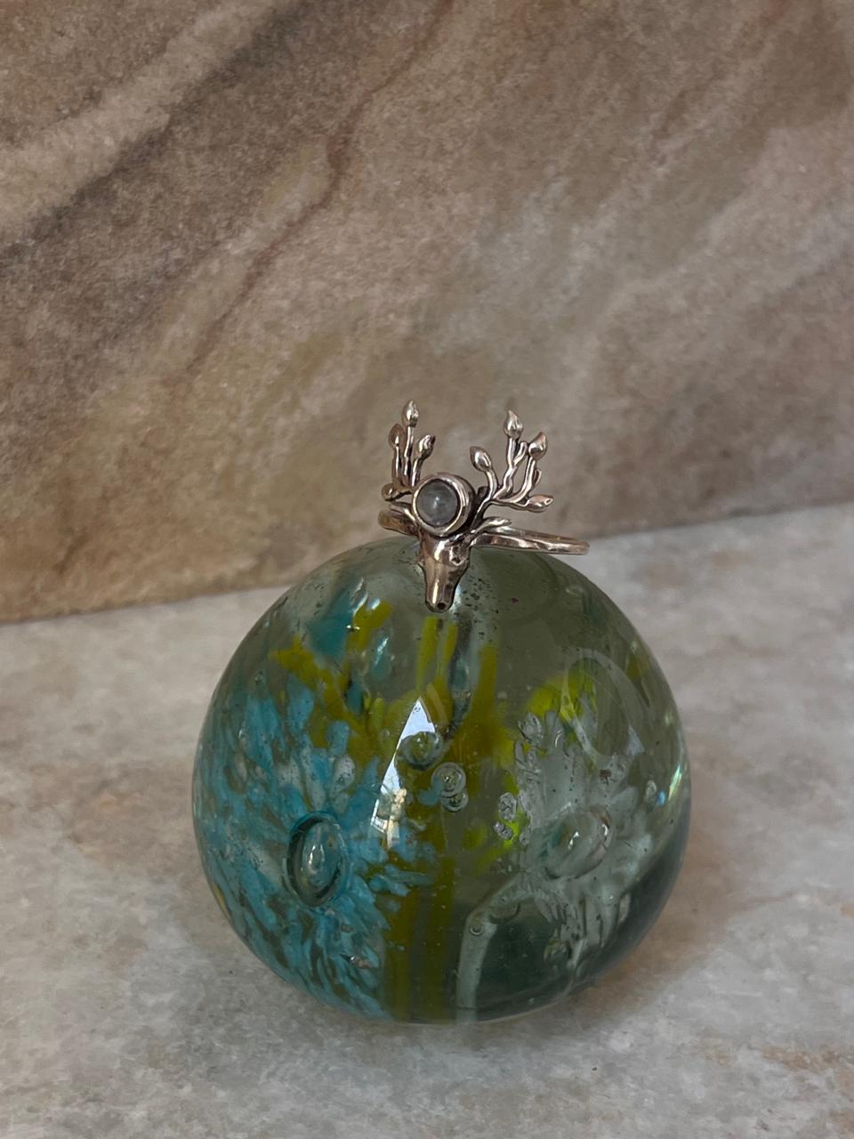 Antler Moonstone 925 Sterling Silver Ring