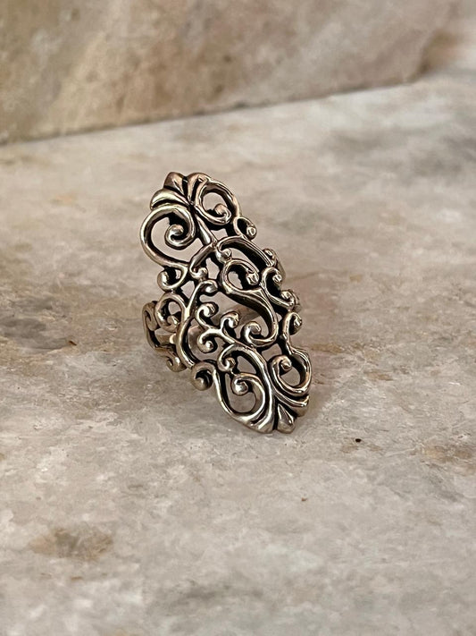 Vintage Fleur De Lis 925 Sterling Silver Ring