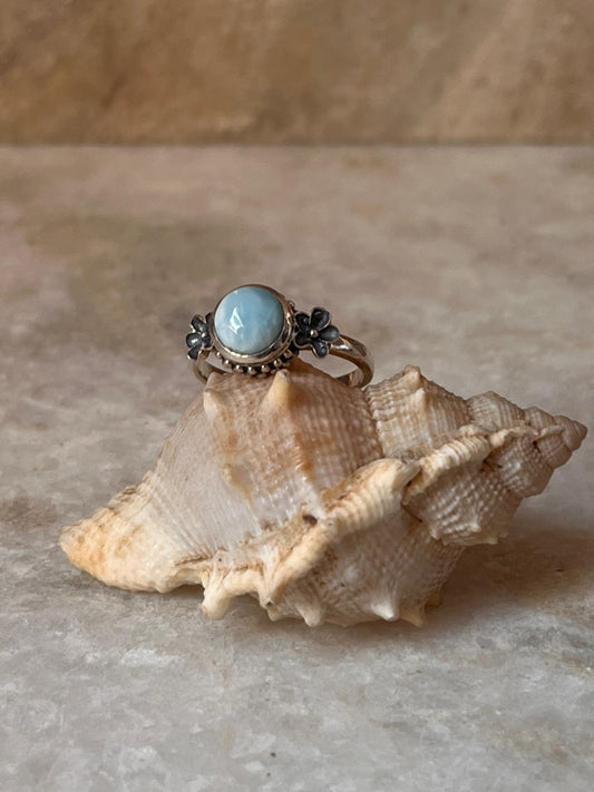 Cherry Blossom Larimar 925 Sterling Silver Ring