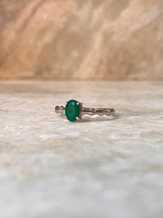 Natural Green Onyx 925 Sterling Silver Ring