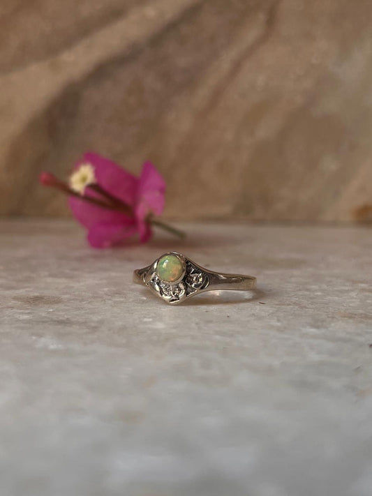 Natural Ethiopian Opal Cherry Blossom 925 Sterling Silver Ring