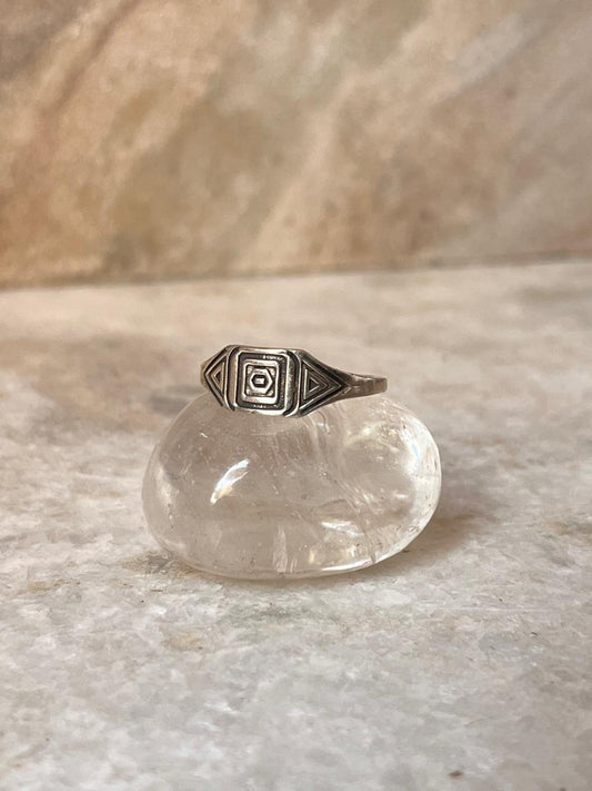 Tribal Dawn Signet 925 Sterling Silver Ring