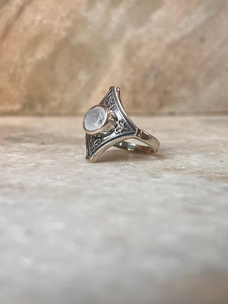 Moonstone Vintage Boho 925 Sterling Silver Ring