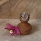 Rose Quartz Statement Twig textured Band 925 Sterling Silver Ring