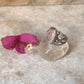 Rose Quartz Statement Twig textured Band 925 Sterling Silver Ring
