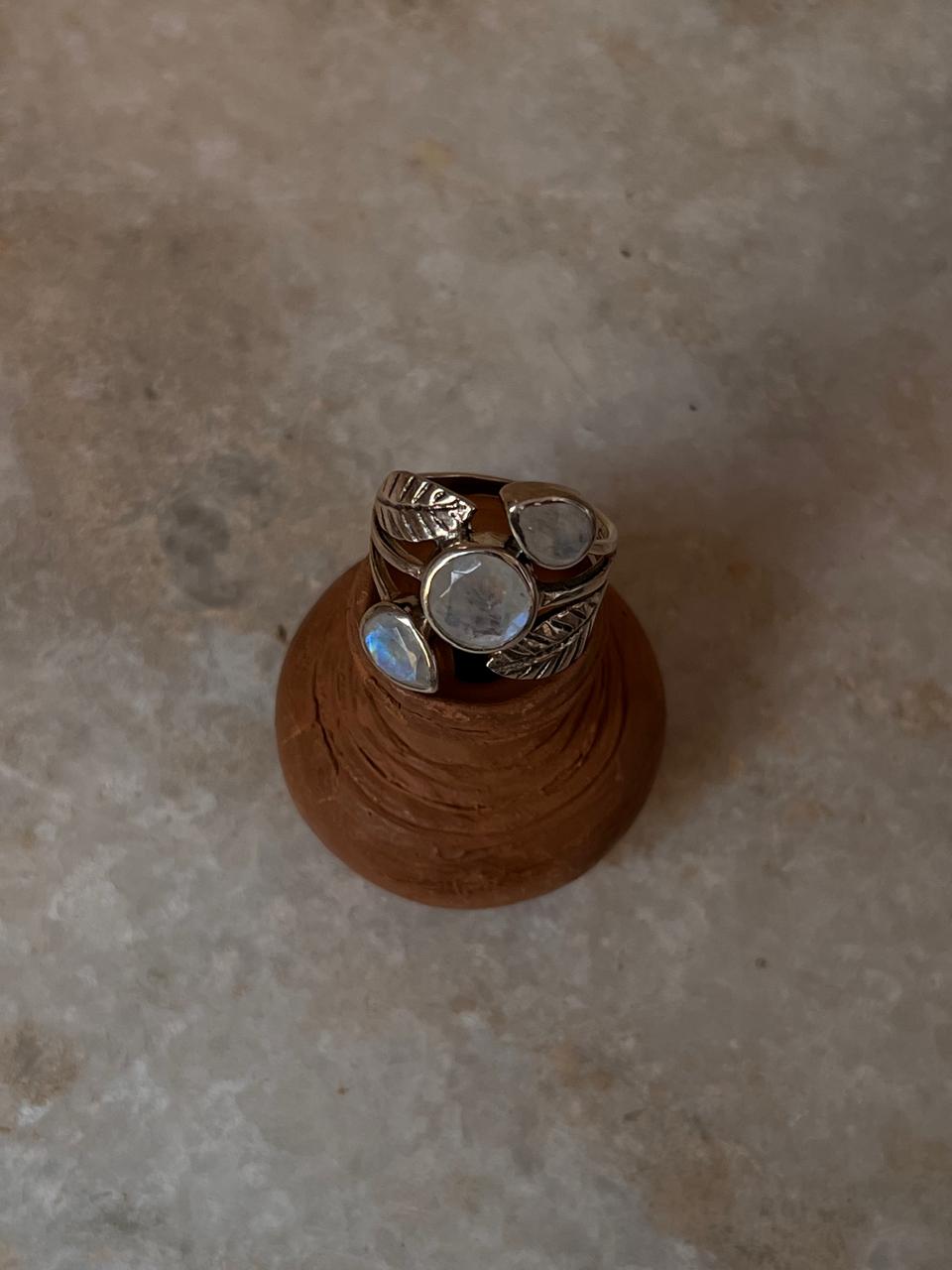 Moonstone Forest Statement 925 Sterling Silver Ring