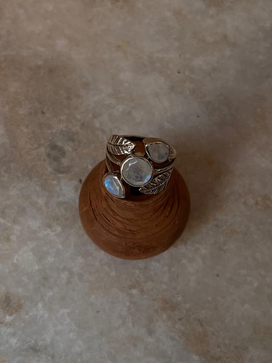 Moonstone Forest Statement 925 Sterling Silver Ring