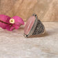 Rose Quartz Boho Oval Statement 925 Sterling Silver Ring
