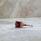 Garnet Square Cut Vintage 925 Sterling Silver Ring