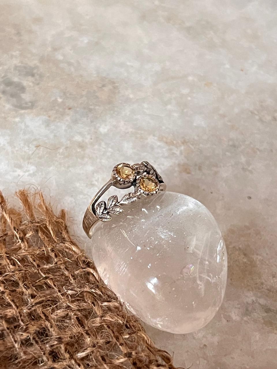 Natural Citrine Forest Enchantments 925 Sterling Silver Ring