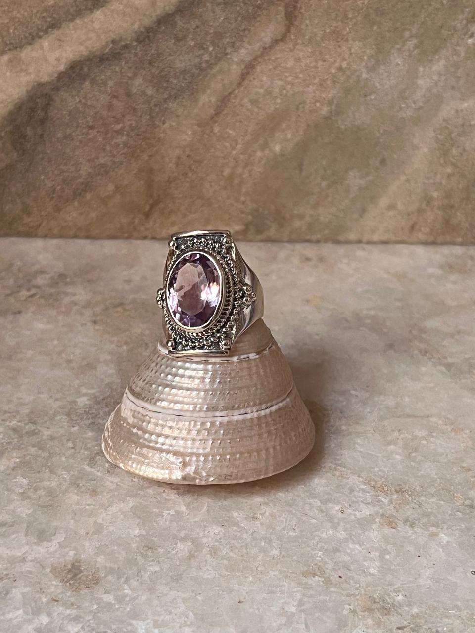 Amethyst Boho Statement 925 Sterling Silver Ring
