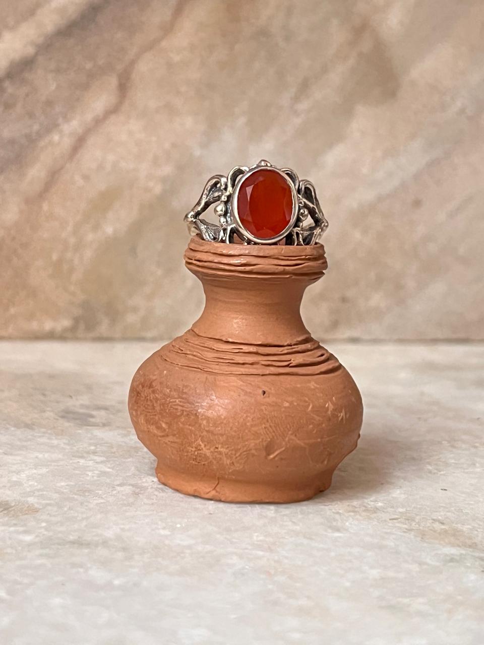 Carnelian Big Statement 925 Sterling Silver Ring