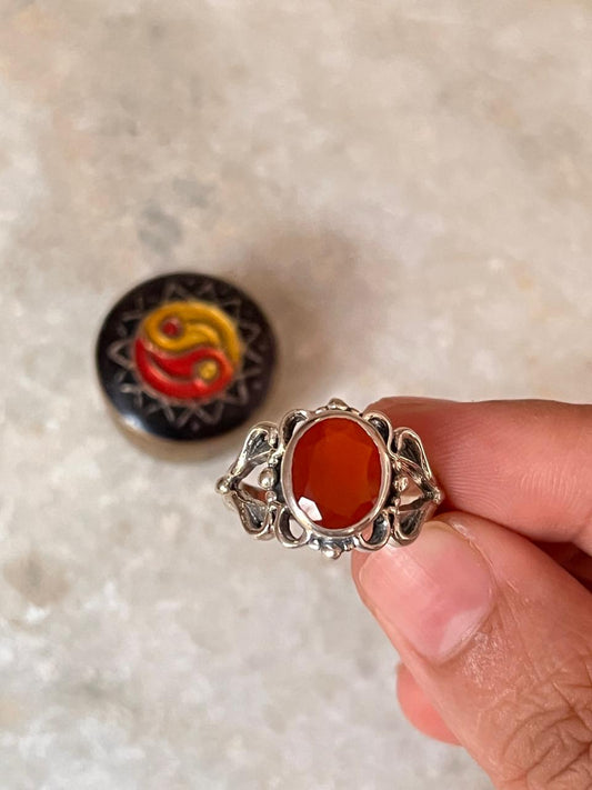 Carnelian Big Statement 925 Sterling Silver Ring