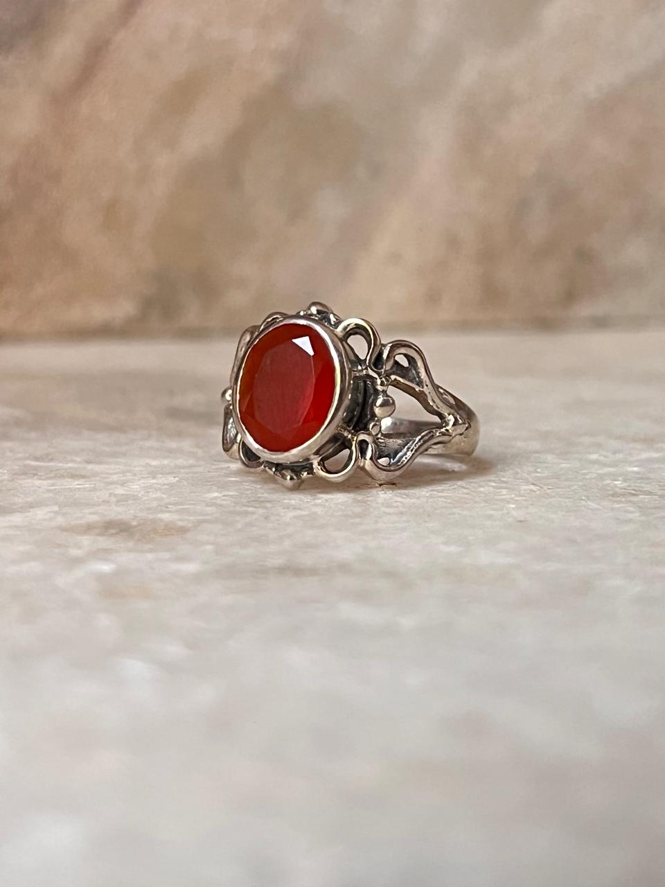 Carnelian Big Statement 925 Sterling Silver Ring