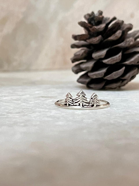 Pine Tree 925 Sterling Silver Stackable Ring