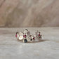 Ruby Lab Grown flowers Bouquet Adjustable Statement 925 Sterling Silver Ring