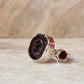Red Coconut Druzy Geode with Garnet Sterling Silver 925 Ring