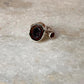 Red Coconut Druzy Geode with Garnet Sterling Silver 925 Ring