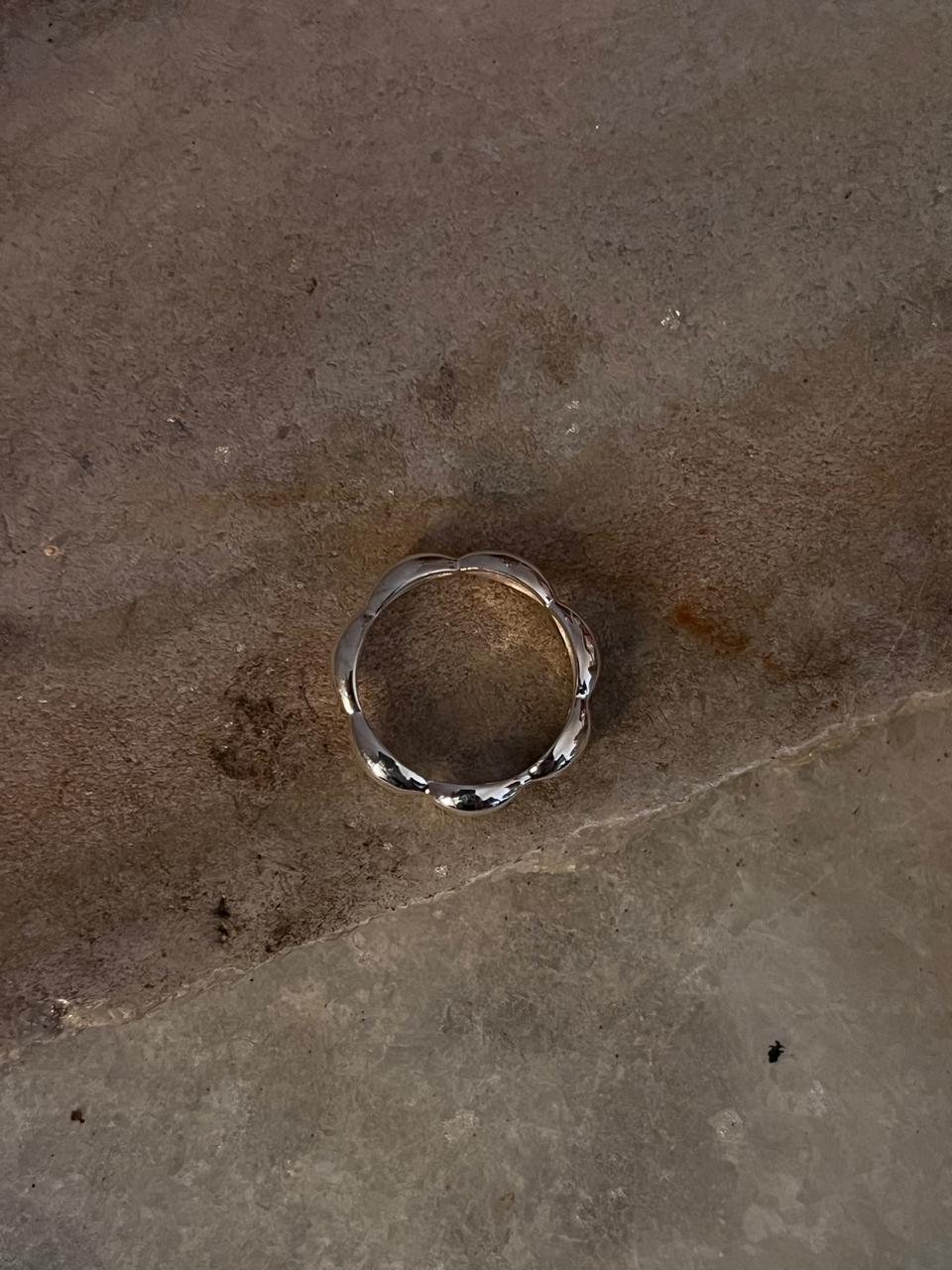 Flower Edge Band 925 Sterling Silver Ring