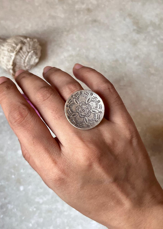 crescent chand design tribal 925 sterling silver ring  