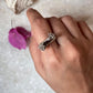 Bohemian Imported Handcrafted Flower Bunch Adjustable 925 Sterling Silver Ring