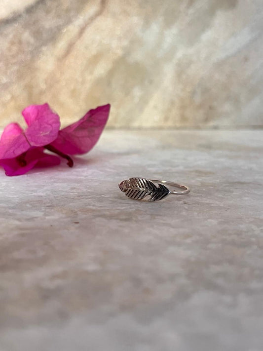 Small Feather 925 Sterling Silver Ring