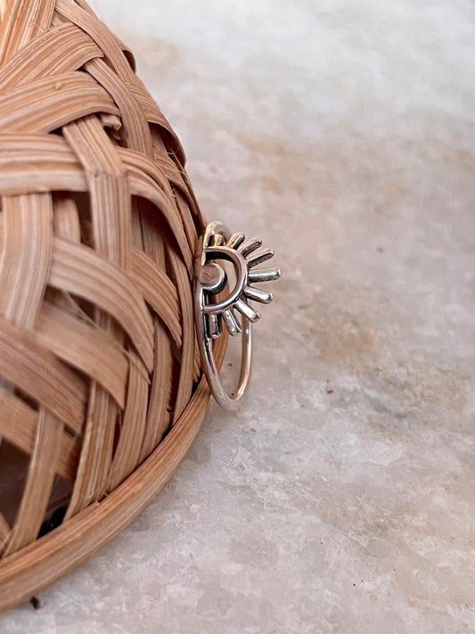 handcrafted boho sun 925 sterling silver ring  