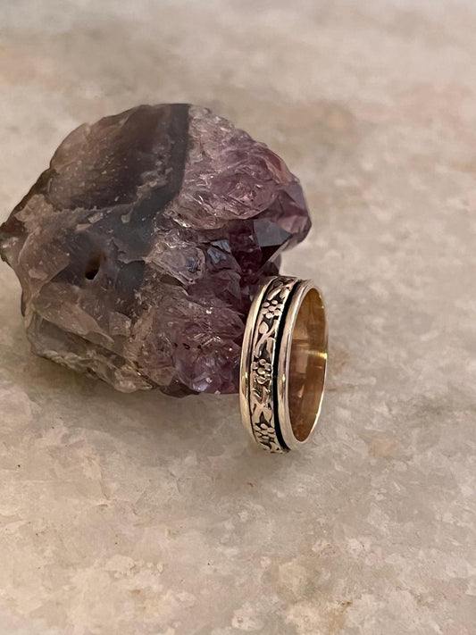 Boho Floral Spinner 925 Sterling Silver Ring