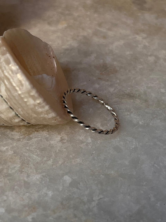 Loose Rope Minimal Stack Band 925 Sterling Silver Ring