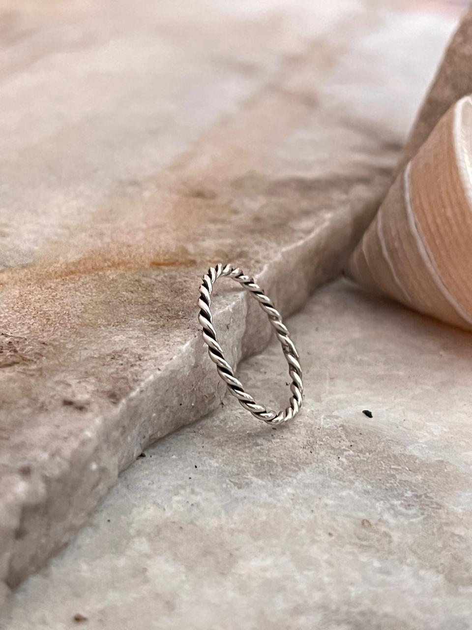 Loose Rope Minimal Stack Band 925 Sterling Silver Ring