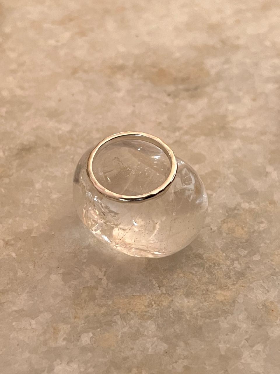Random Hammered Sleek Stack Band 925 Sterling Silver Ring