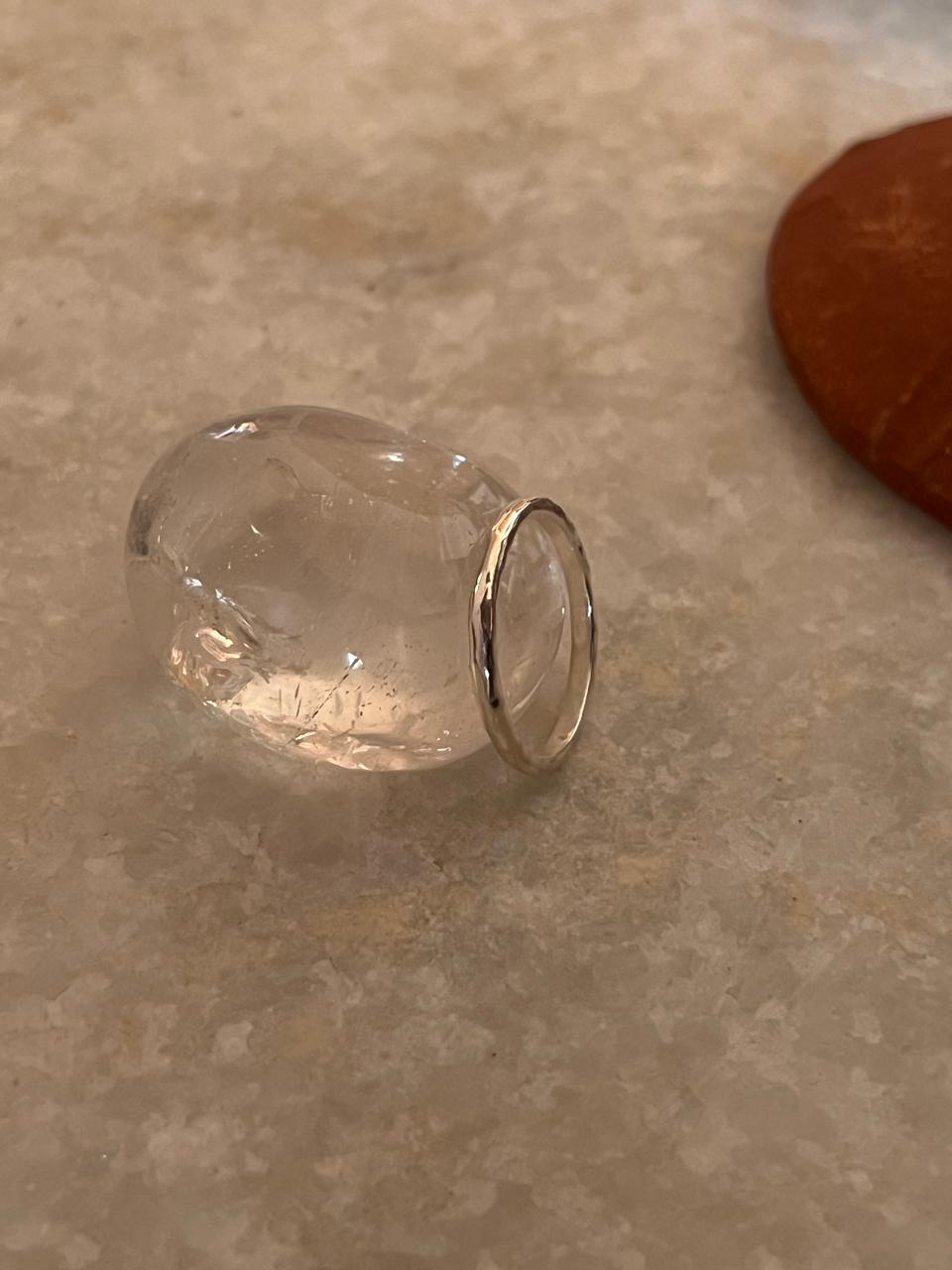 Random Hammered Sleek Stack Band 925 Sterling Silver Ring