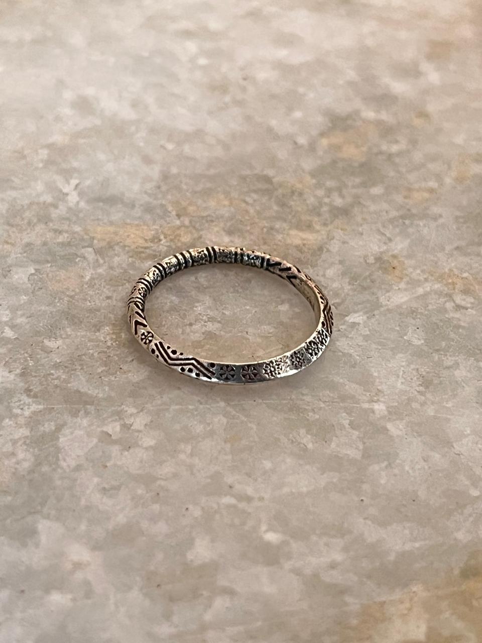 Tribal Edge Stackable Band 925 Sterling Silver Ring